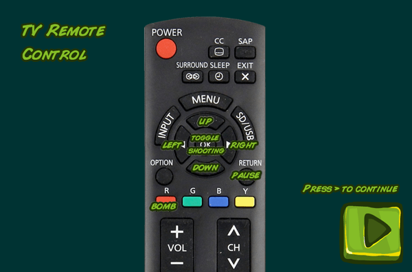 Panasonic TV remote controls for the game Captain Rogers: Battle at Andromeda.