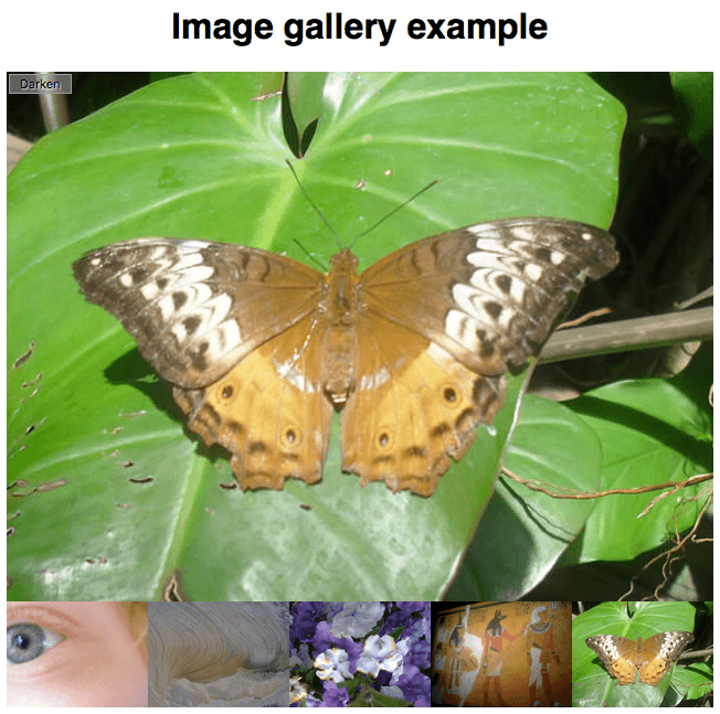 An image gallery with a large image on top and five thumbnails below