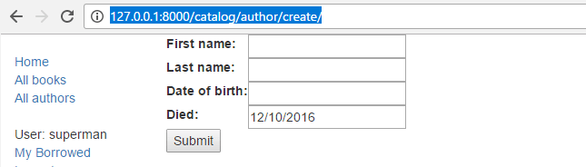 Form Example: Create Author