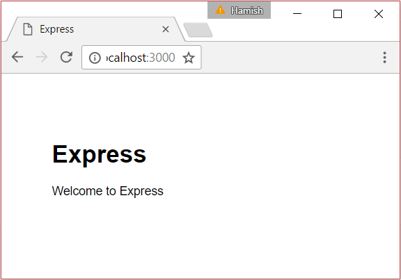 Browser for default Express app generator website