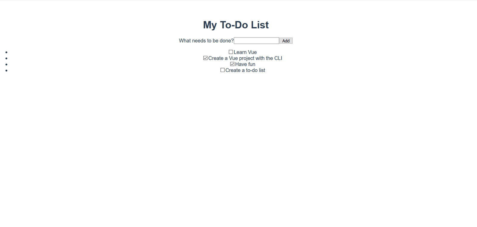 the todo app with partial styling added; the app is now in a card, but some of the internal features still need styling