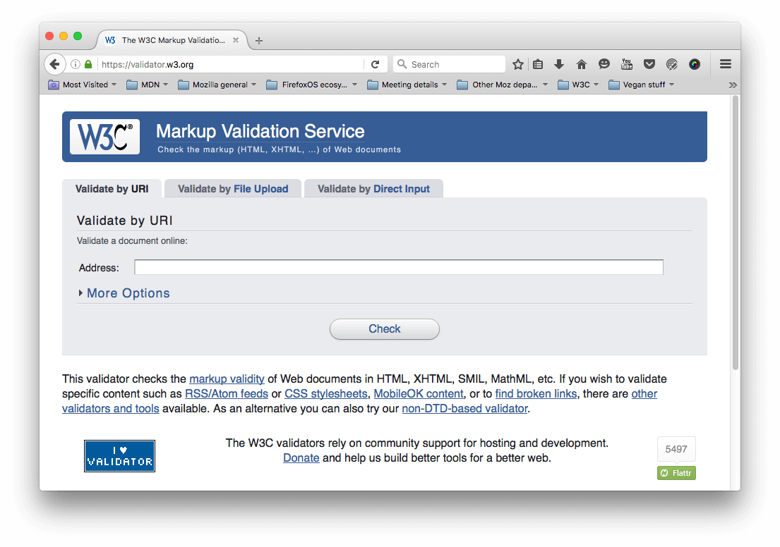 The HTML validator homepage