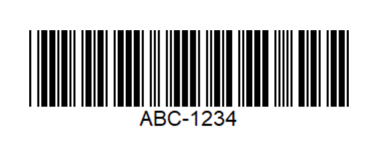 An image of a code-39 barcode. A horizontal distribution of vertical black and white lines