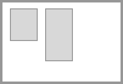 A box containing two rectangles of the same width but different heights. The two rectangles are top aligned, meaning they both have their top lines about 10px inside the top of the box in which they are contained.