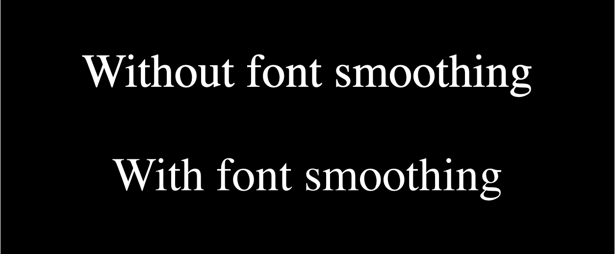 Two texts examples one with the font-smooth property and another one without