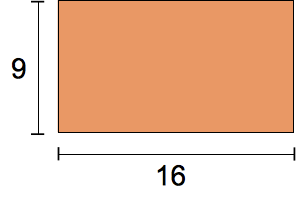 A rectangle that is nine units tall and sixteen units wide